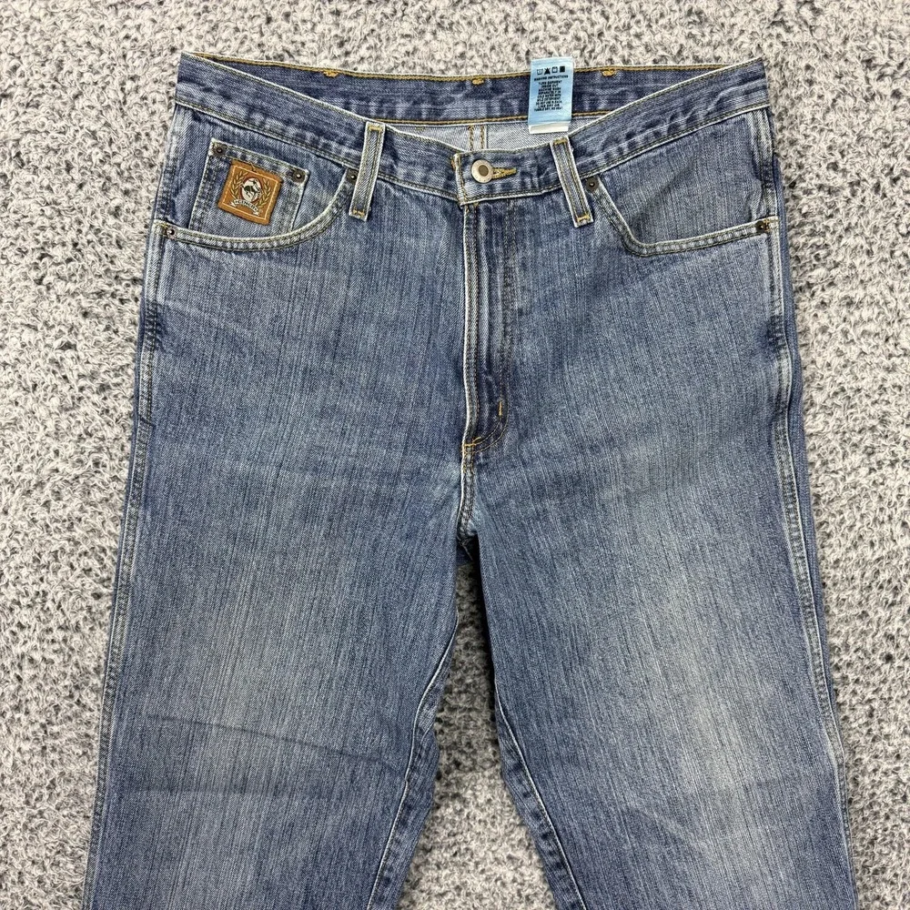 Cinch Jeans Mens 35x34 Blue Denim Straight Leg Medium Wash Western RMCC-3012-C